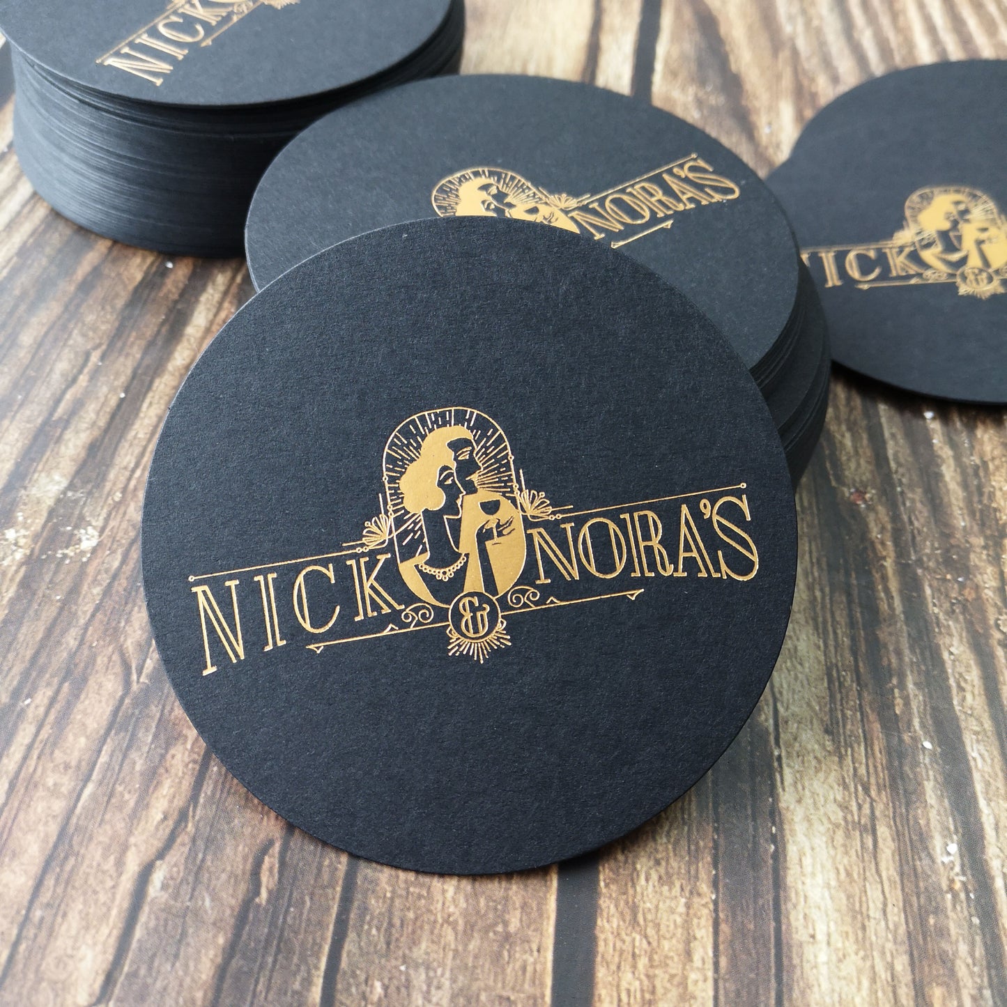 paper cup coaster with gold foil stamping