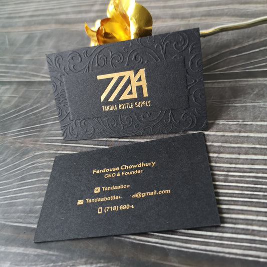 Luxury gold foil business cards,black paper letterpress gold foil name card