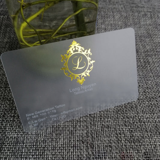 Custom business cards Printed Gold Foil Transparent Plastic Clear PVC Business Card