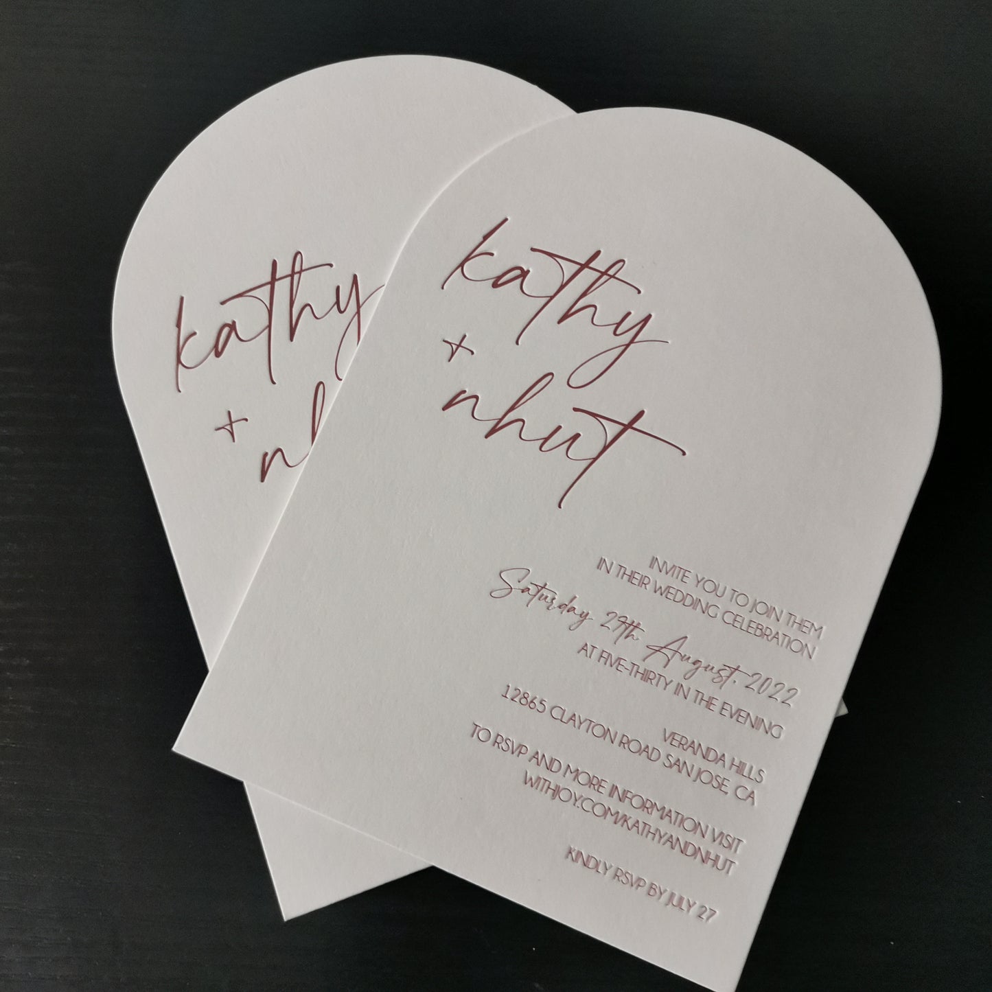 Arc-shaped wedding invitation card