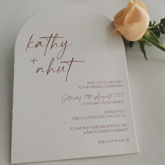 Arc-shaped wedding invitation card